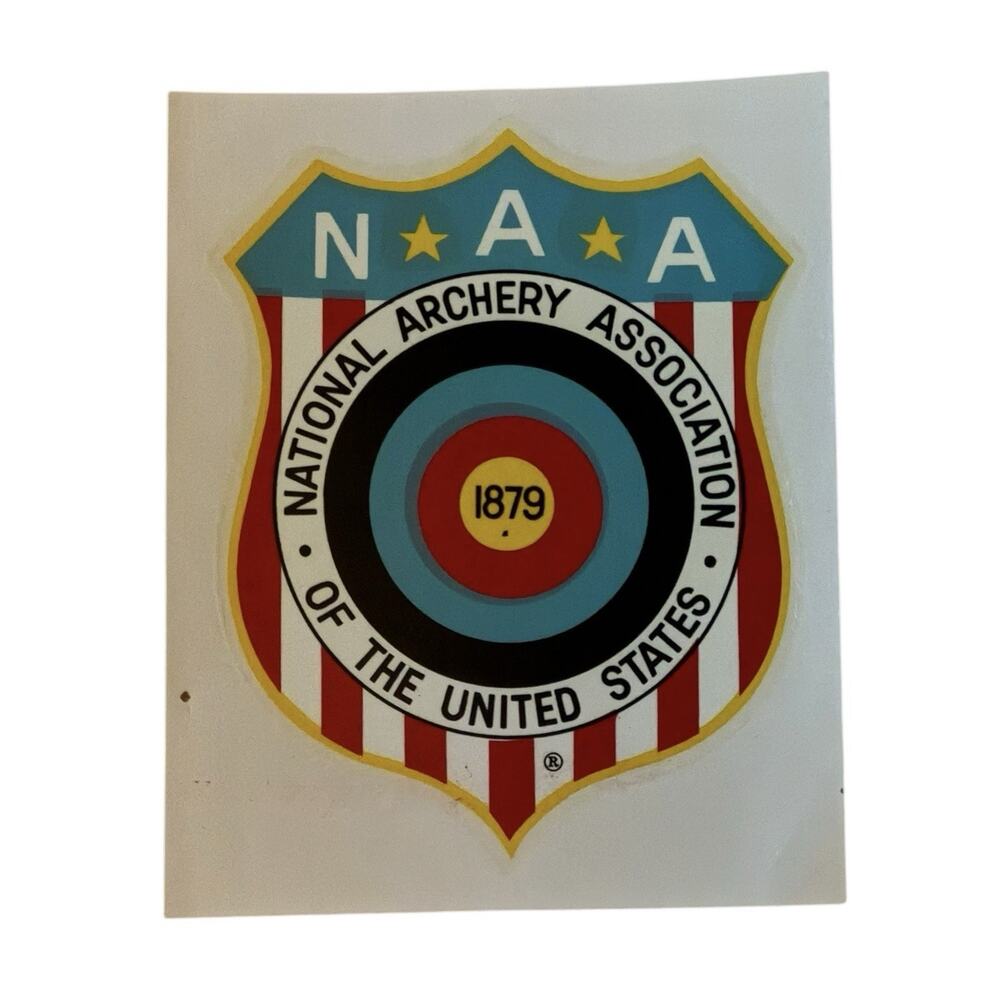 VTG NAA National Archery Association Of The US 1879 Badge Design Decal Bow Arrow